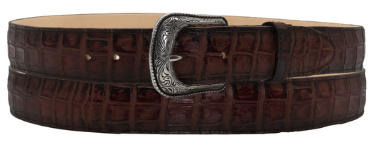 Silverton Crocodile Belly Print All Leather Western Belt (Cherry)