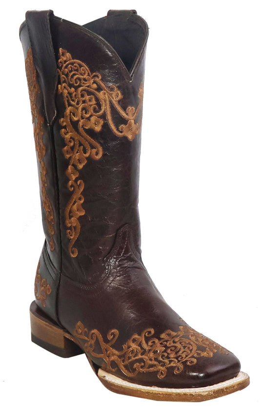 Silverton Diana All Leather Wide Square Toe Boots (Chocolate)