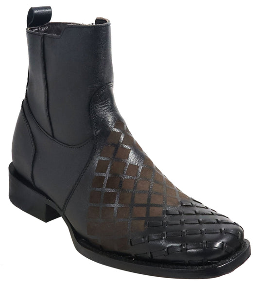 Silverton Jerry All Leather Wide Square Toe Short Boots (Black)