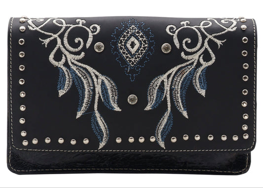 Silverton Mary All Leather Western Clutch Bag (Black)