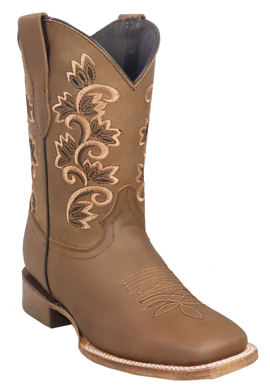 Silverton Amanda All Leather Wide Square Toe Boots (Tobacco)