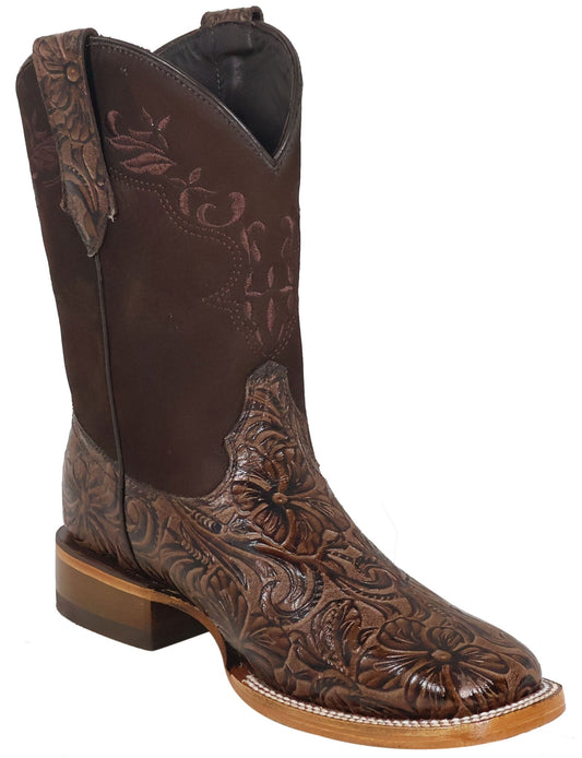 Silverton Miranda All Leather Wide Square Toe Boots (Brown)