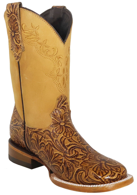 Silverton Miranda All Leather Wide Square Toe Boots (Honey)