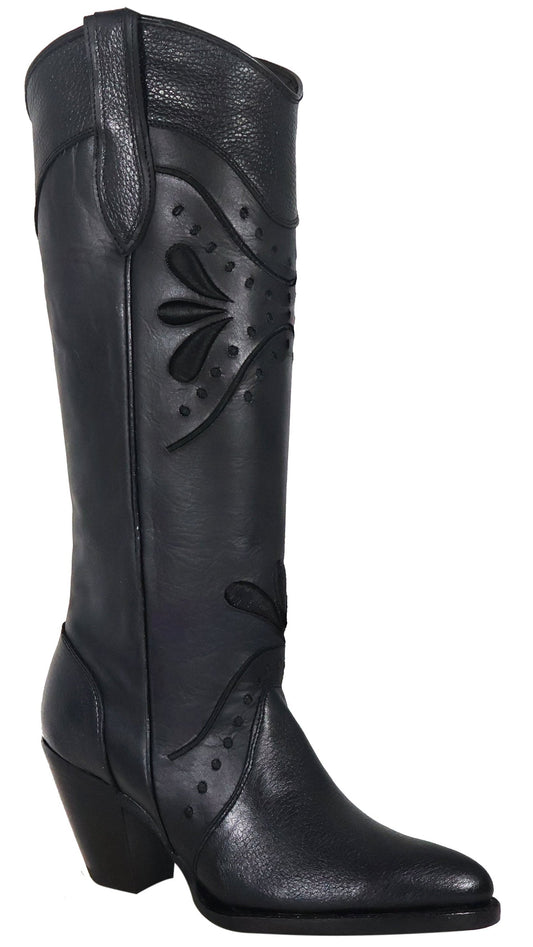 Silverton Nora All Leather Snip Toe Knee High Boots (Black)