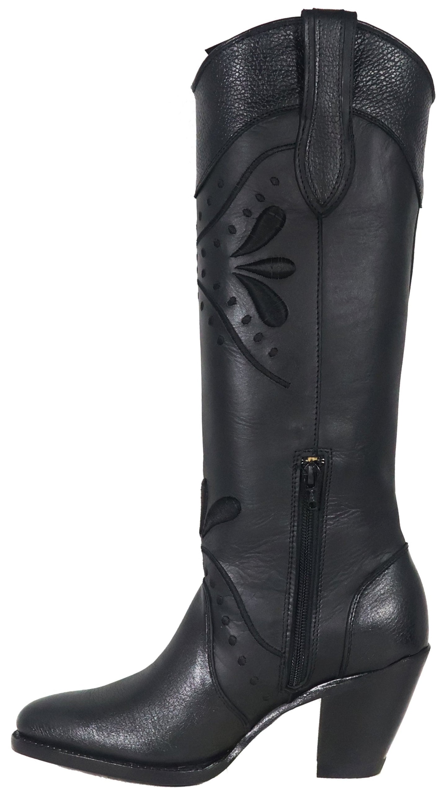 Silverton Nora All Leather Snip Toe Knee High Boots (Black)