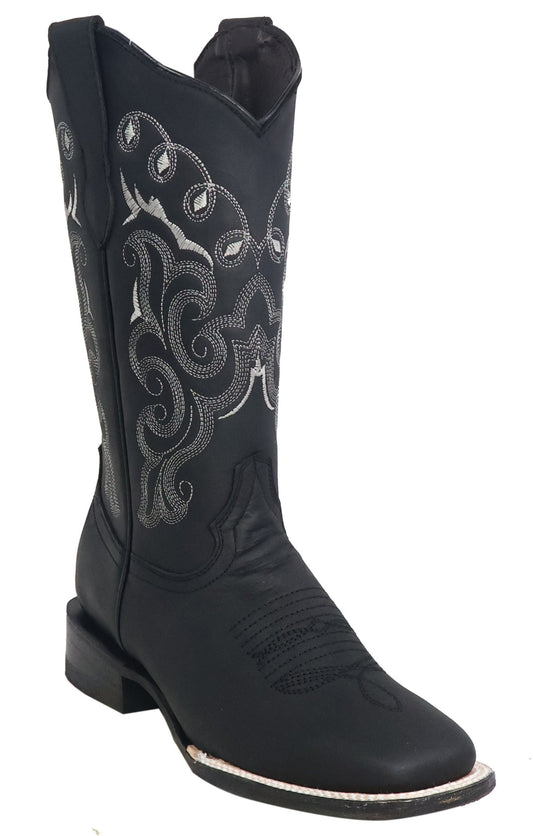 Silverton Sara All Leather Wide Square Toe Boots (Black)