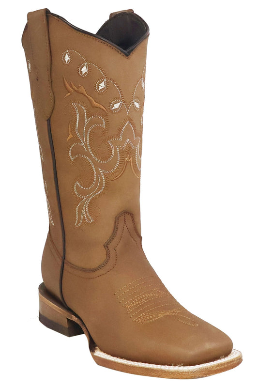 Silverton Sara All Leather Wide Square Toe Boots (Tobacco)