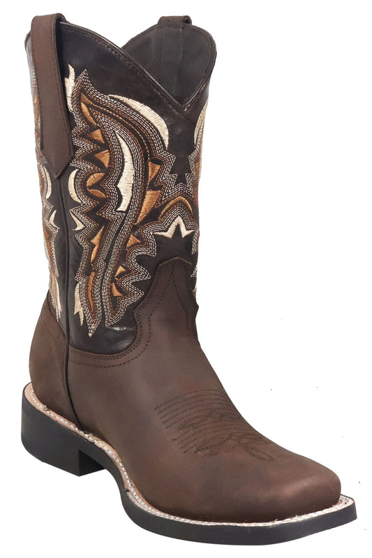 Silverton Stockton All Leather Square Toe Boots (Chocolate)