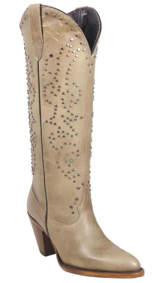 Silverton Taylor All Leather Snip Toe Knee High Boots (Stone)