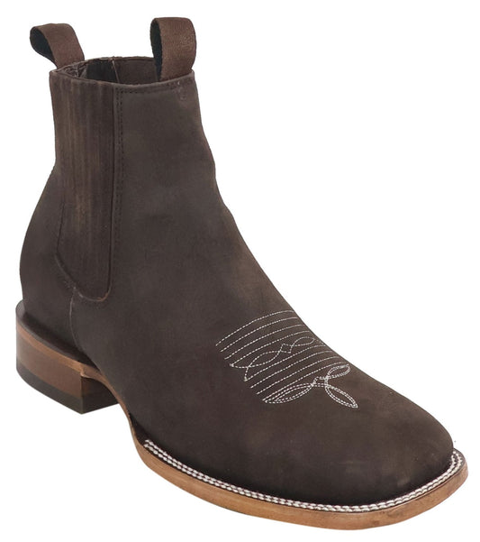 Silverton Tony Buck All Leather Wide Square Toe Short Boots (Brown)