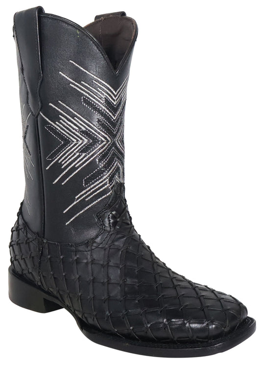 Silverton Tucxon All Leather Wide Square Toe Boots (Black/Black)