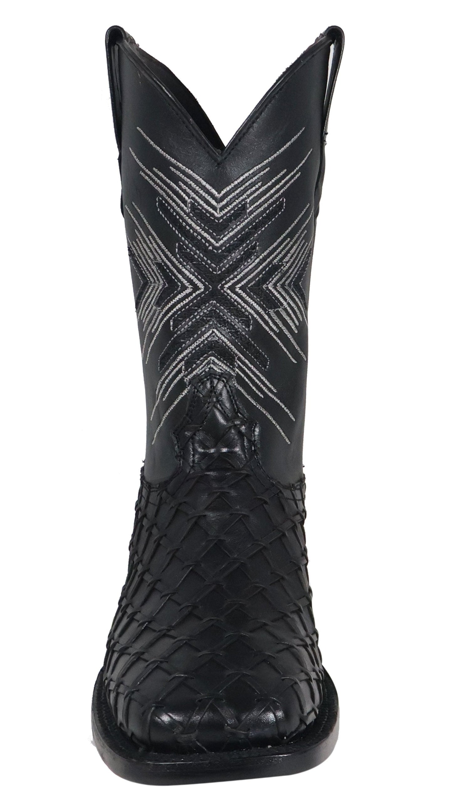 Silverton Tucxon All Leather Wide Square Toe Boots (Black/Black)