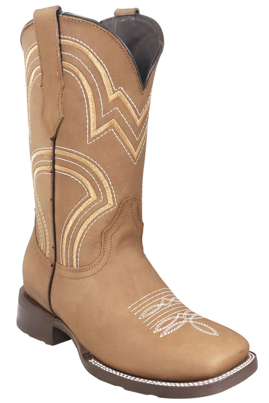 Silverton Weston All Leather Wide Square Toe Boots (Tobacco)