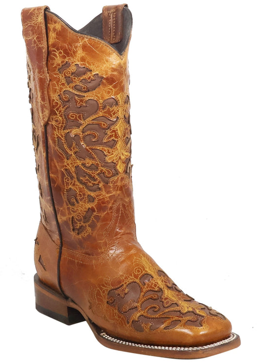 Silverton Grace All Leather Wide Square Toe Boots (Cognac)