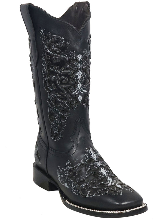 Silverton Grace All Leather Wide Square Toe Boots (Black)