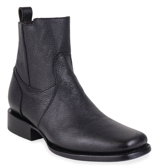 Silverton Clay All Leather Square Toe Short Boots (Black)