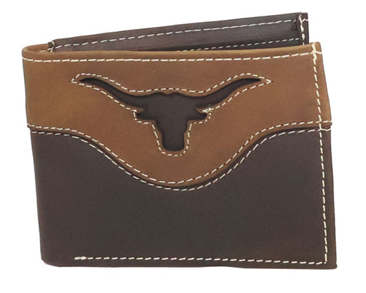 Silverton Longhorn All Leather Bi-Fold Wallet (Brown/Tobacco)
