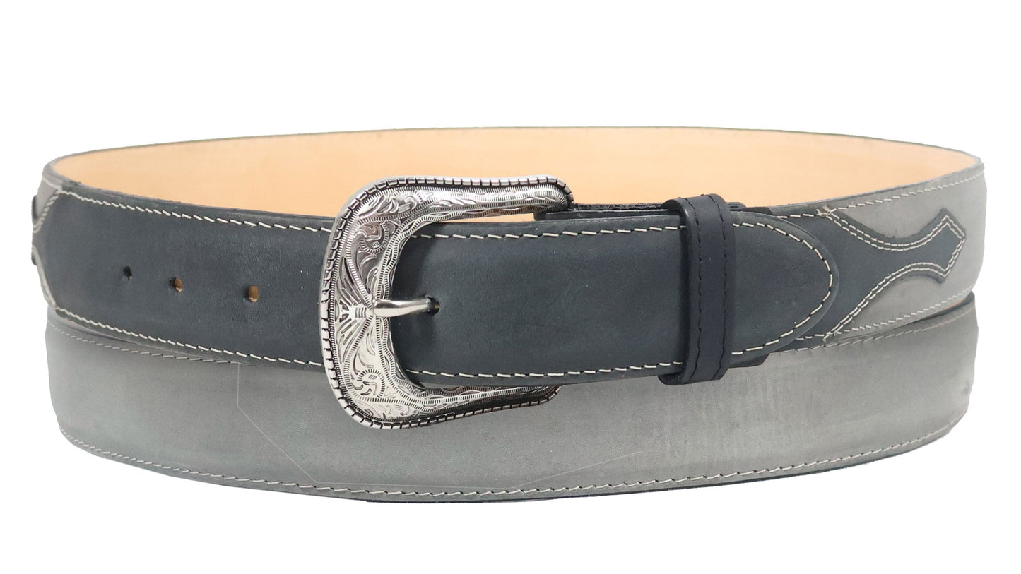 Silverton Arrow All Leather Western Belt (Black/Gray)