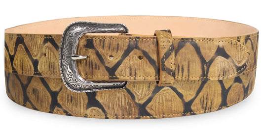 Silverton Pirarucu Mate Print All Leather Western Belt (Honey)