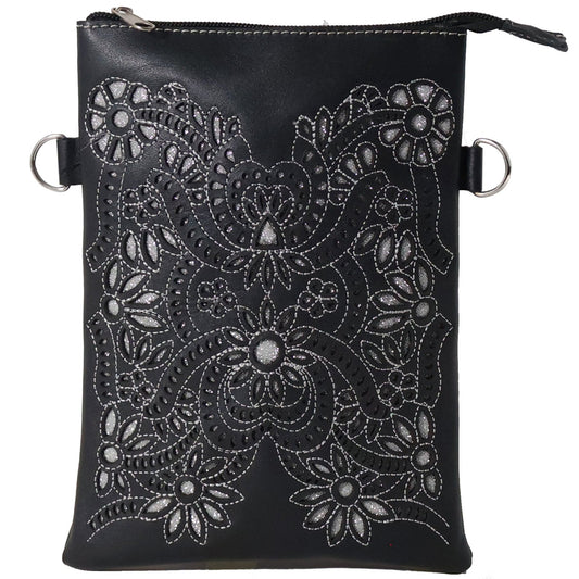 Silverton Celina All Leather Western Crossbody Bag (Black)