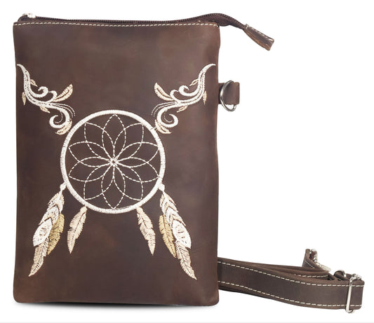Silverton Dreamcatcher All Leather Western Crossbody Bag (Brown)