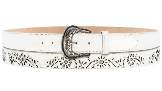 Silverton Celina All Leather Western Belt (White)