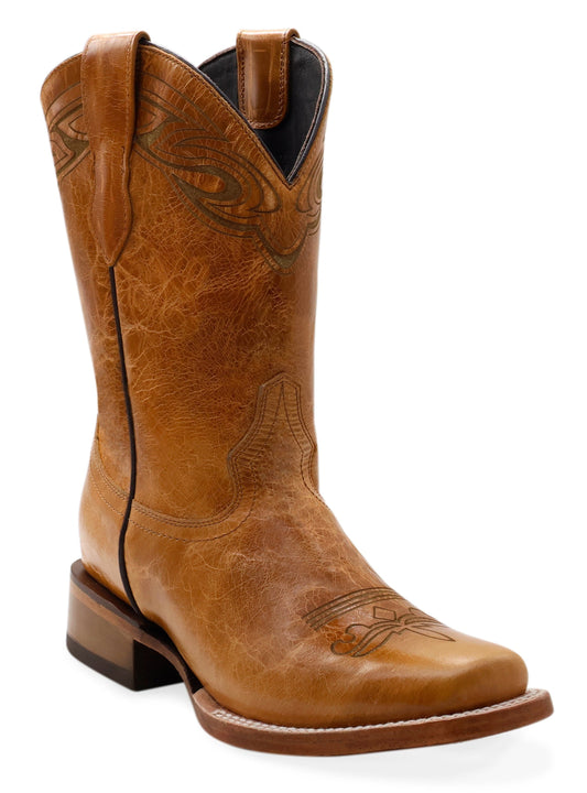 Silverton Chloe All Leather Wide Square Toe Boots (Honey)