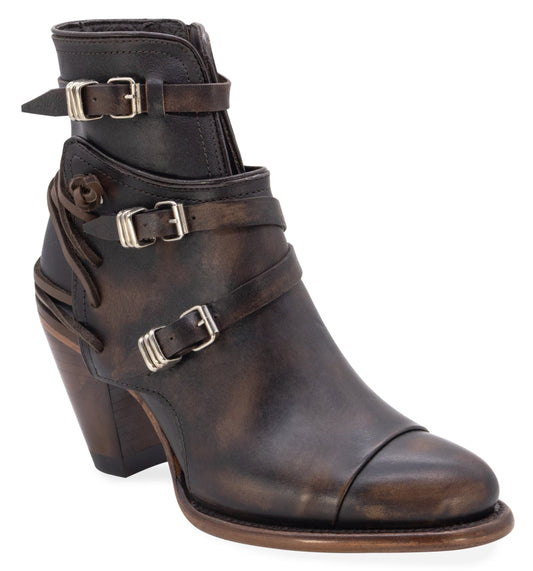Silverton Crue All Leather Round Toe Short Boots (Black/Brown)