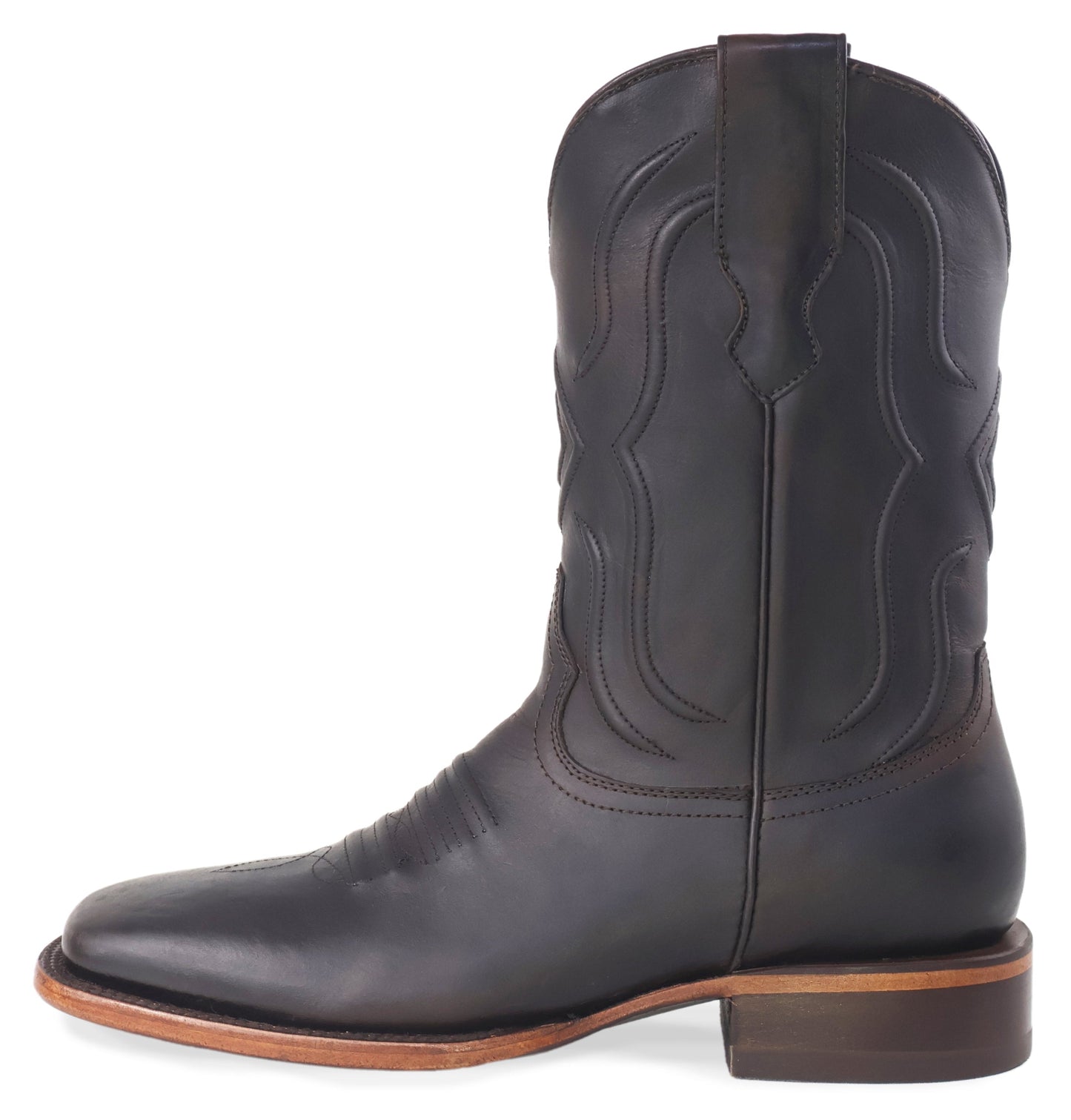 Silverton Edison All Leather Wide Square Toe Boots (Brown)