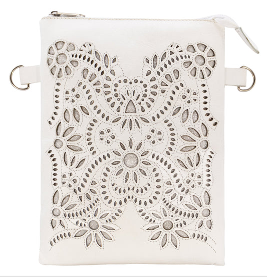 Silverton Celina All Leather Western Crossbody Bag (White)