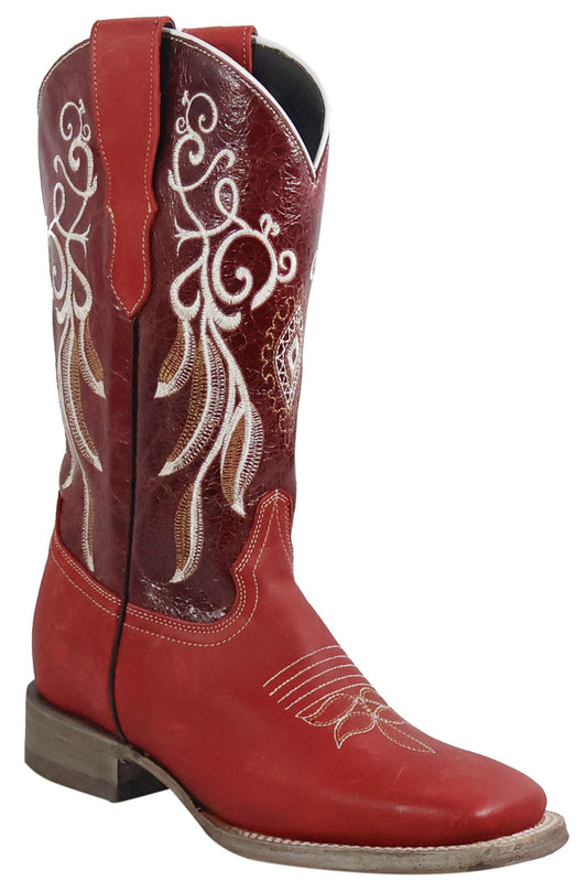 Silverton Mary All Leather Wide Square Toe Boots (Red)