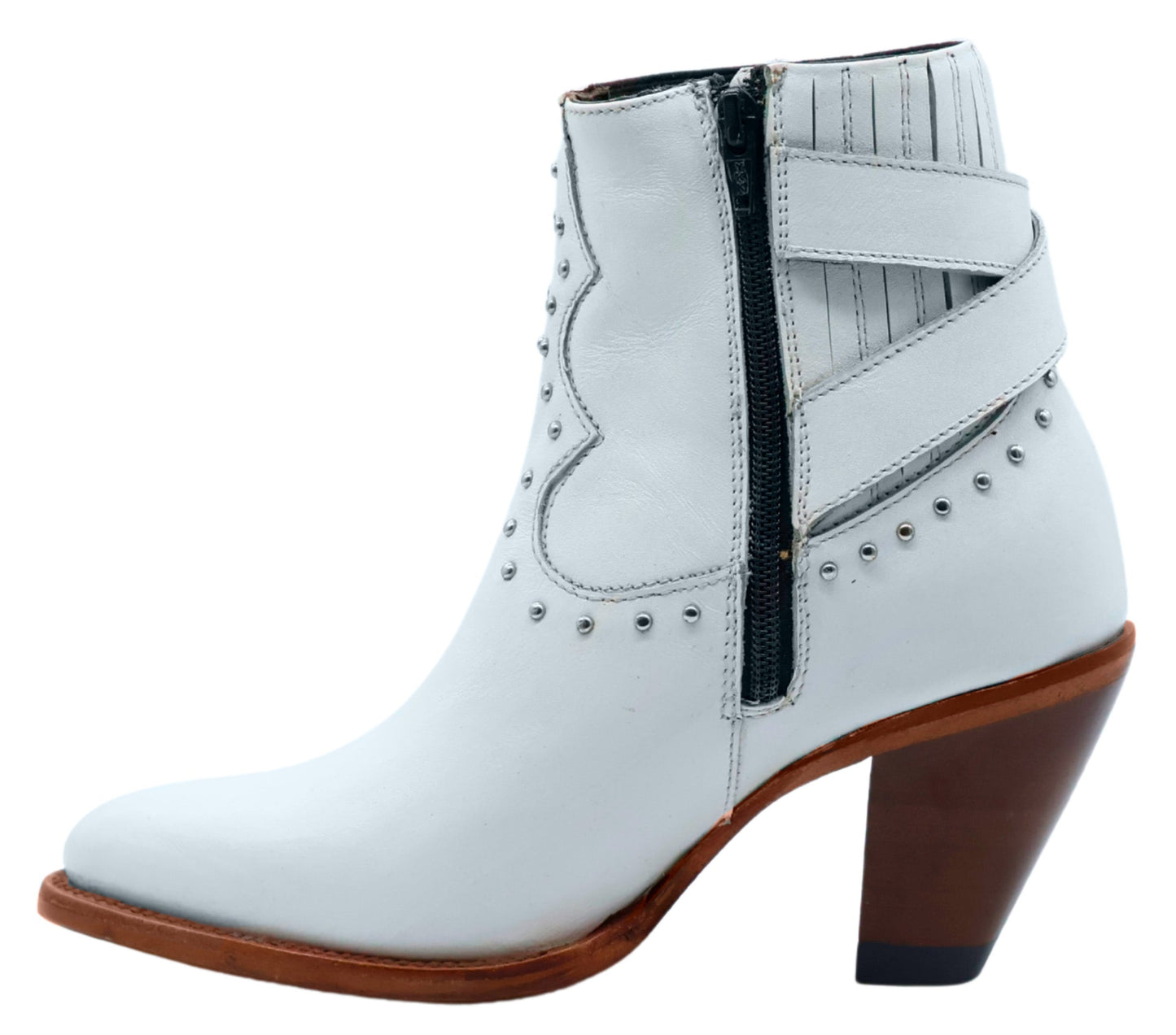 Silverton Morgan All Leather Snip Toe Short Boots (White)