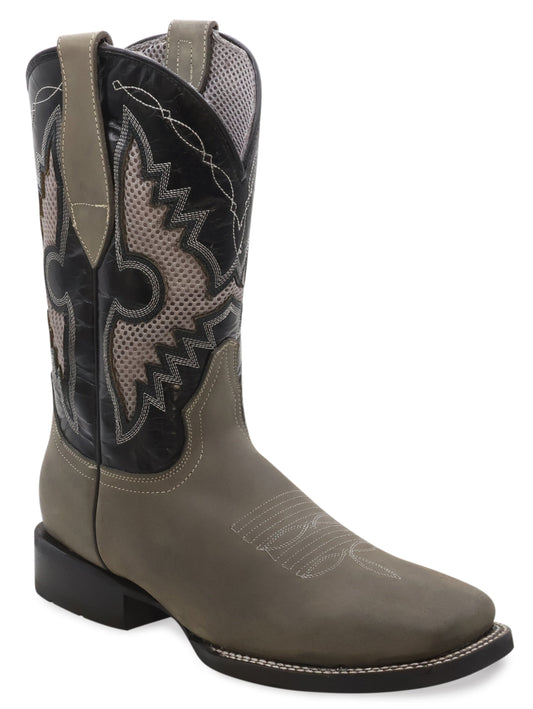 Silverton Phoenix Genuine Leather Wide Square Toe Boots (Gray)