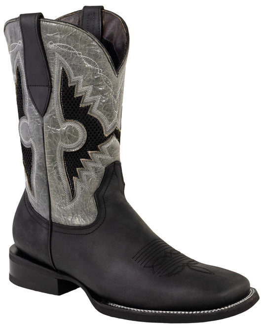 Silverton Phoenix Genuine Leather Wide Square Toe Boots (Black)