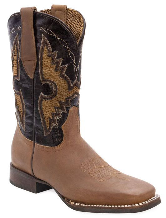 Silverton Phoenix Genuine Leather Wide Square Toe Boots (Tobacco)