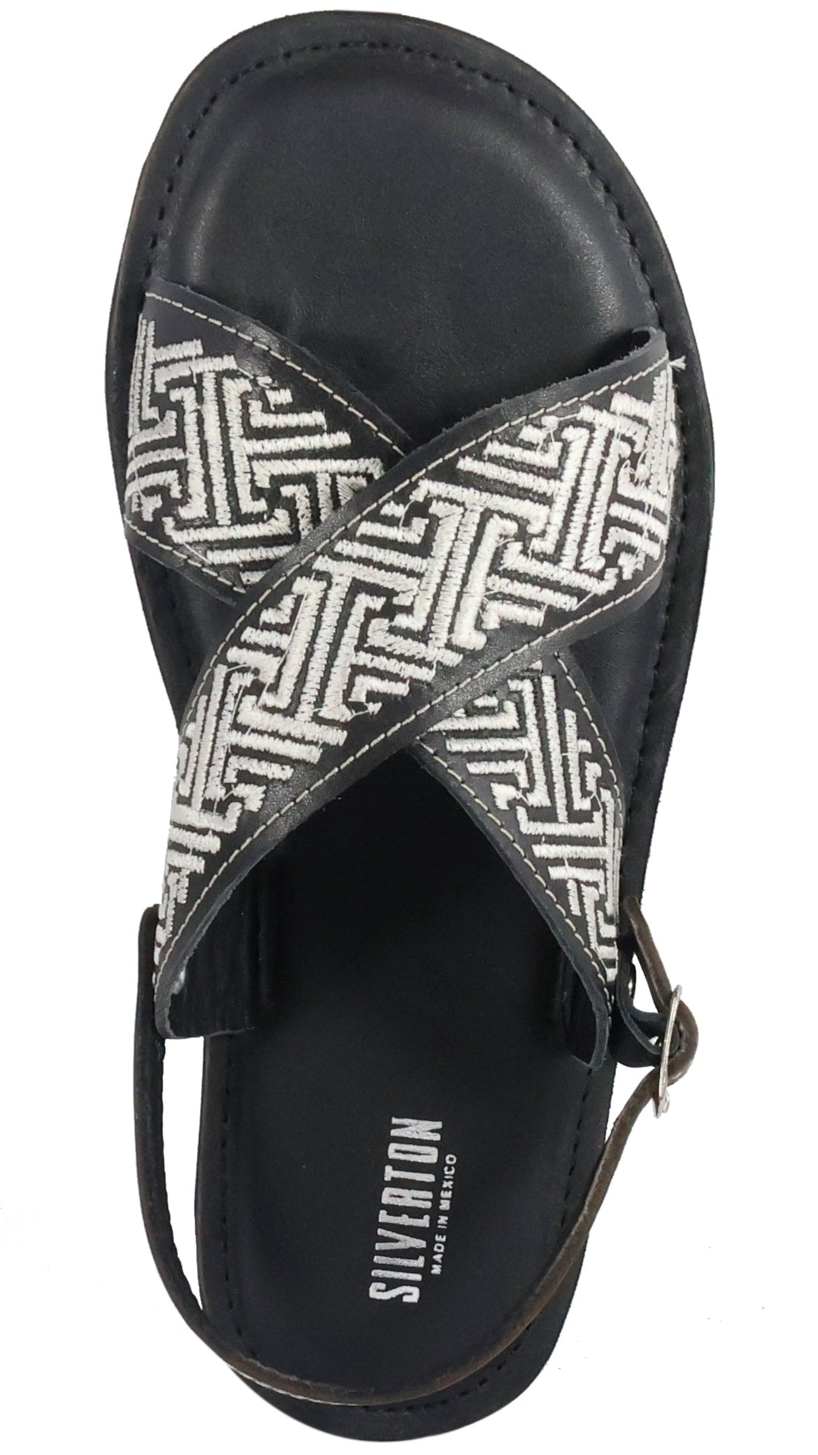 Silverton Hermes All Leather Cross Strap Sandals (Black)