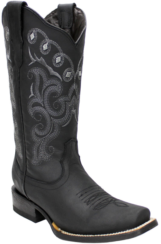 Silverton Sara All Leather Square Toe Boots (Black)