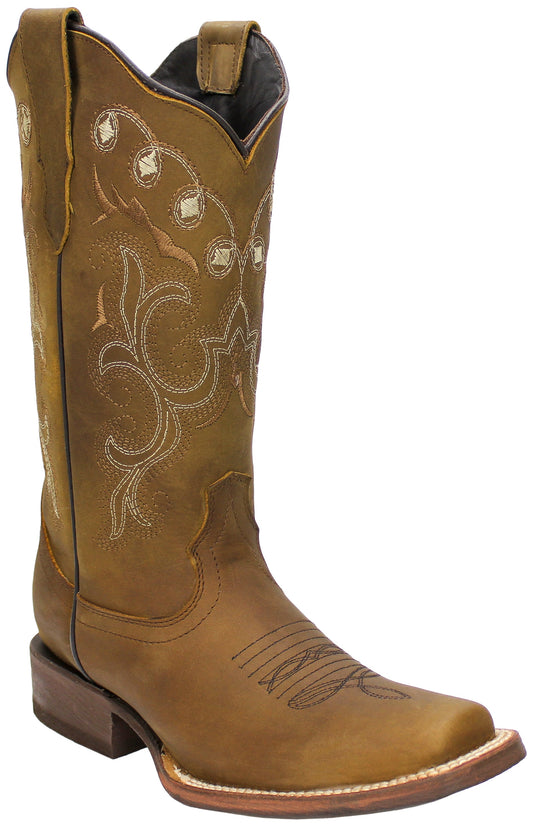 Silverton Sara All Leather Square Toe Boots (Tobacco)