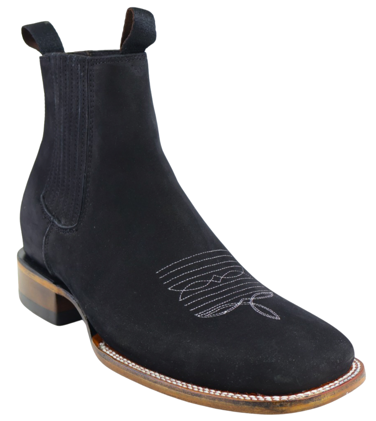 Silverton Tony Buck All Leather Wide Square Toe Short Boots (Black)