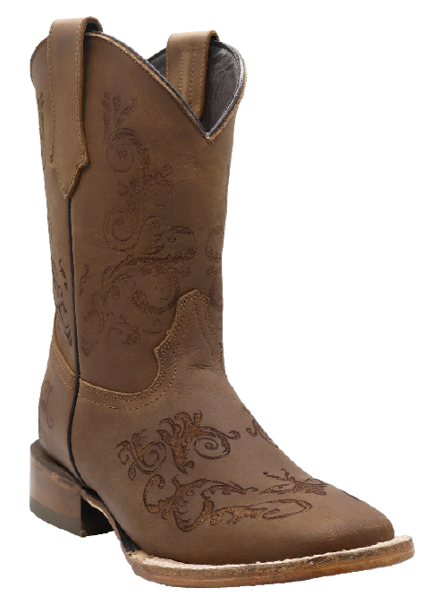 Silverton Bella All Leather Wide Square Toe Boots (Tobacco)