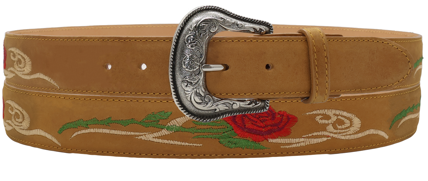 Silverton Rose All Leather Western Belt (Honey)