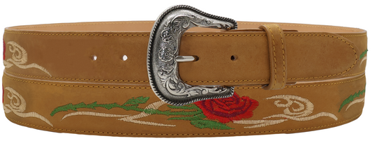 Silverton Rose All Leather Western Belt (Honey)