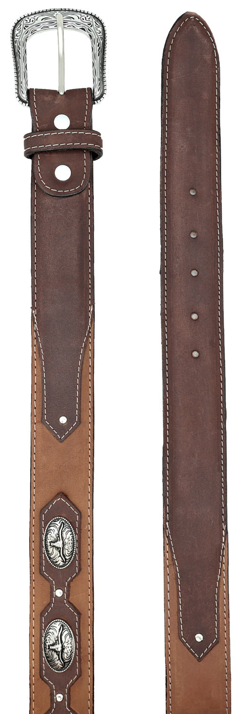Silverton Longhorn Conchos All Leather Belt (Brown/Tobacco)