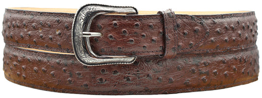 Silverton Ostrich Print All Leather Western Belt (Brown)