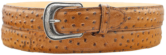 Silverton Ostrich Print All Leather Western Belt (Honey)