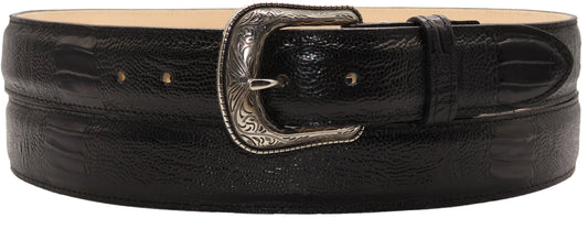 Silverton Ostrich Leg Print All Leather Western Belt (Black)