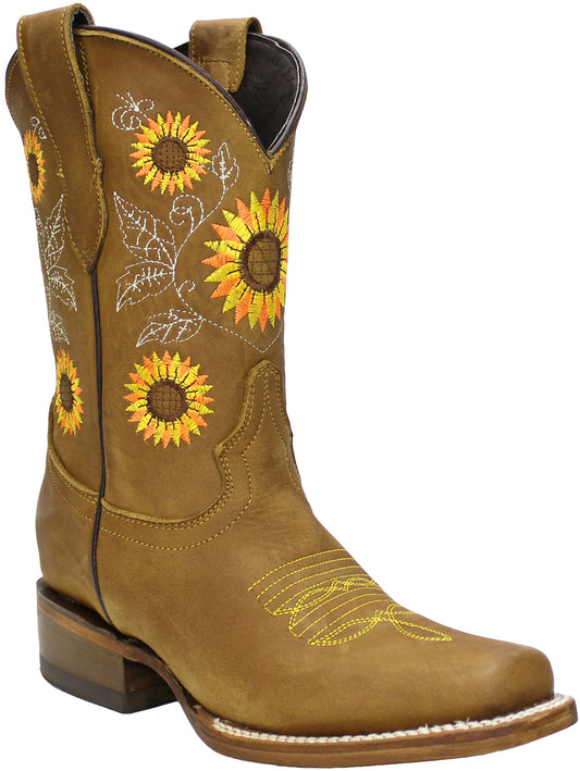 Silverton Sunflower All Leather Square Toe Boots (Honey)