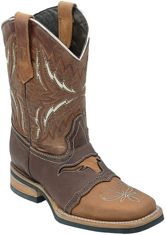 Silverton Longhorn All Leather Square-Toe Boots (Tobacco)