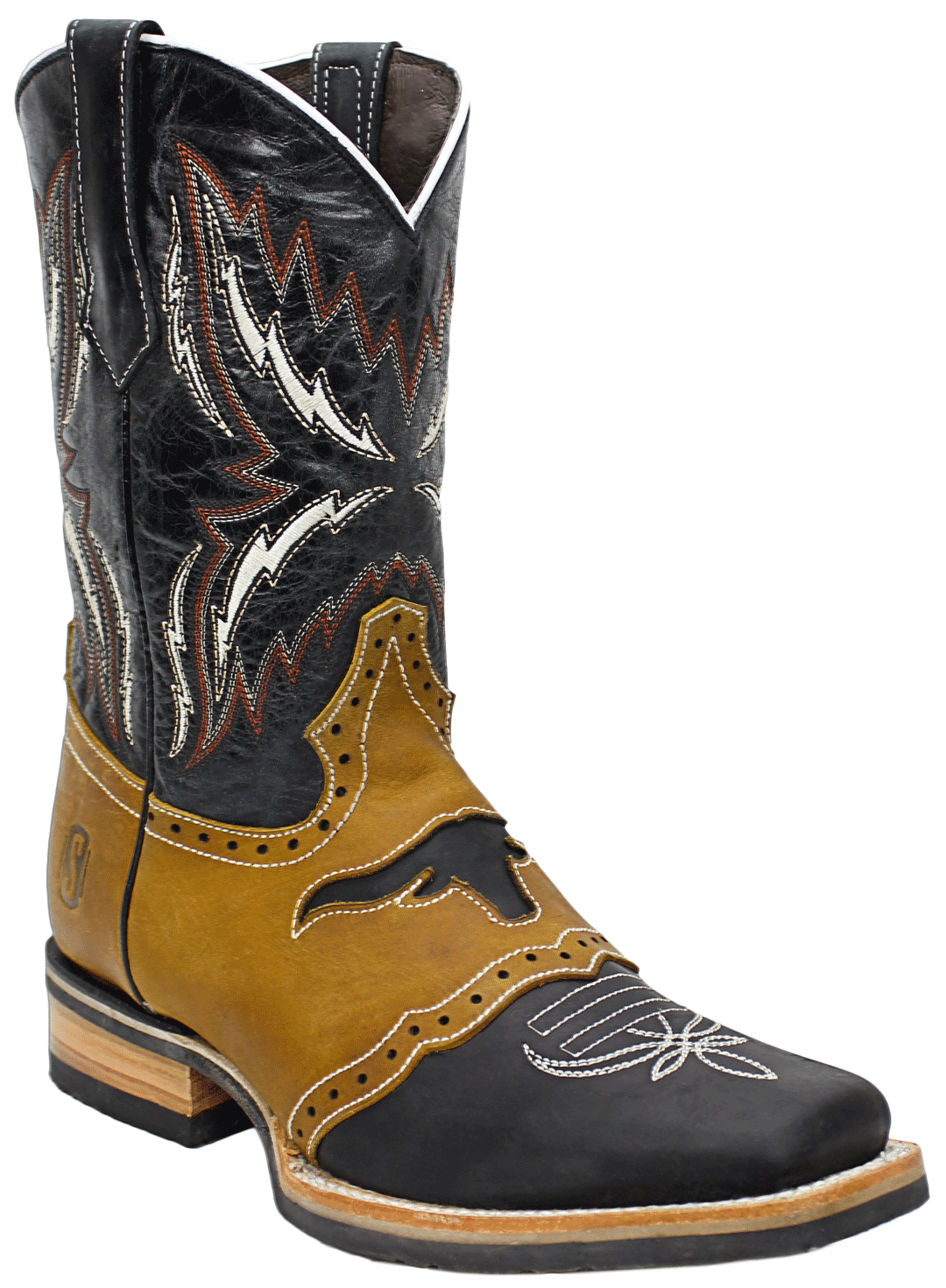 Silverton Longhorn All Leather Square-Toe Boots (Black)