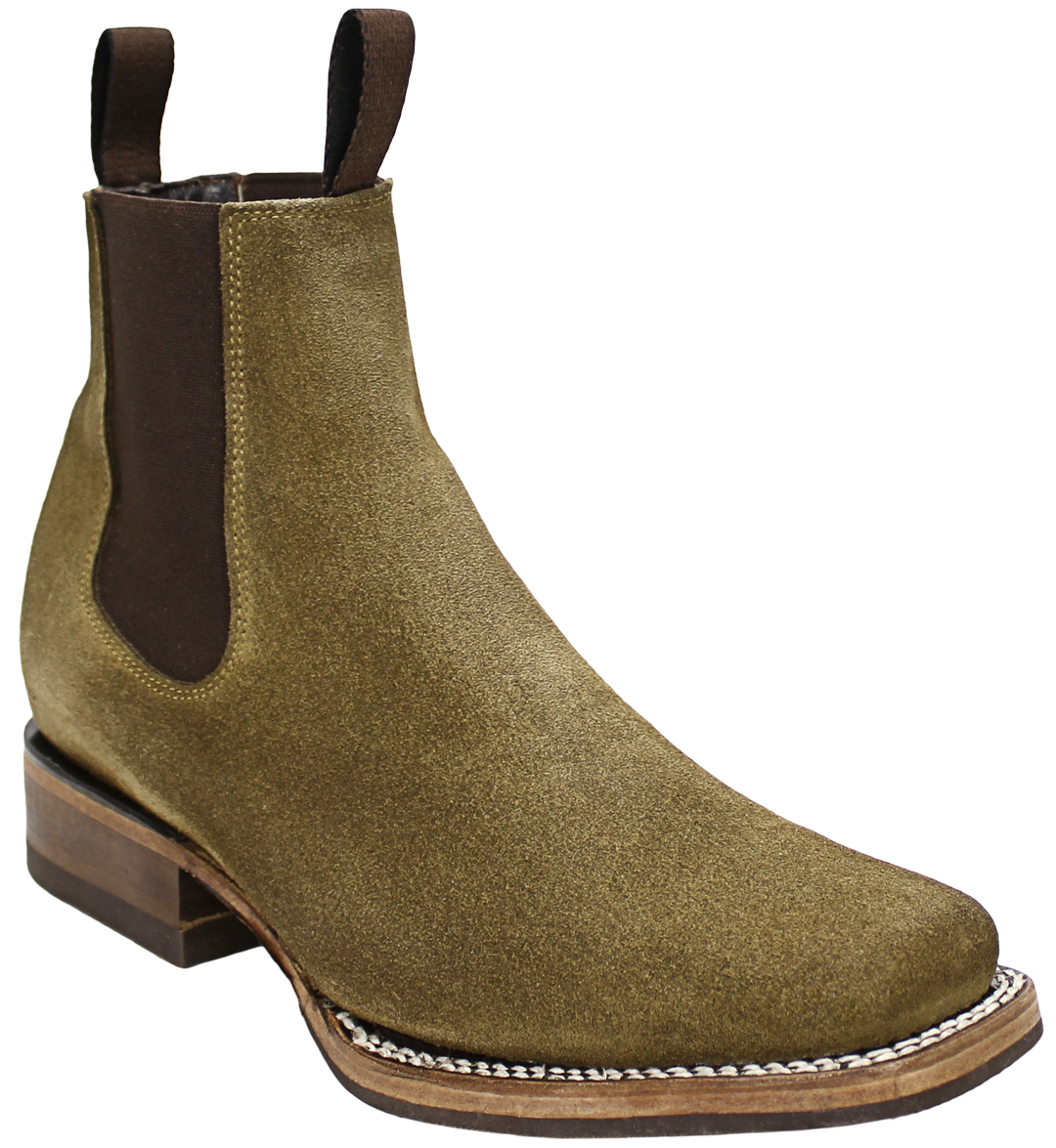 Silverton Suede Genuine Leather Square Toe Short Boot (Tobacco)